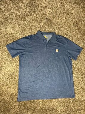 Carhartt Men’s Heather Navy Short-Sleeve Pocket Polo
